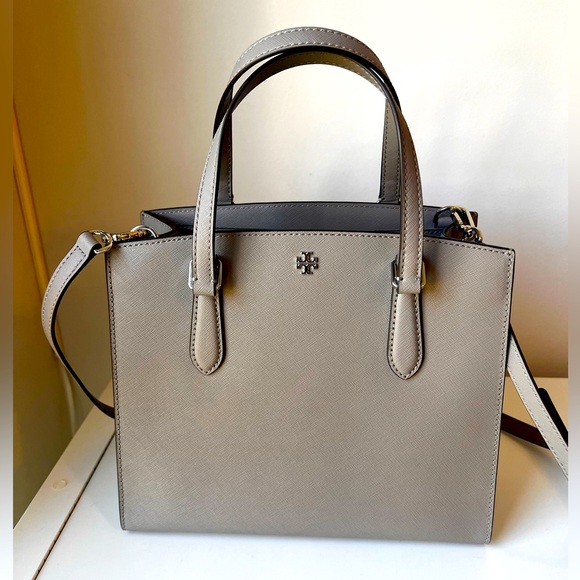Tory Burch Handbags - EUC Tory Burch Emerson Gray Heron Structured Work Satchel